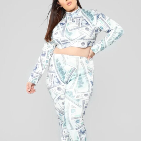 Fashion Nova NWT Money Print Set - Picture 2 of 3